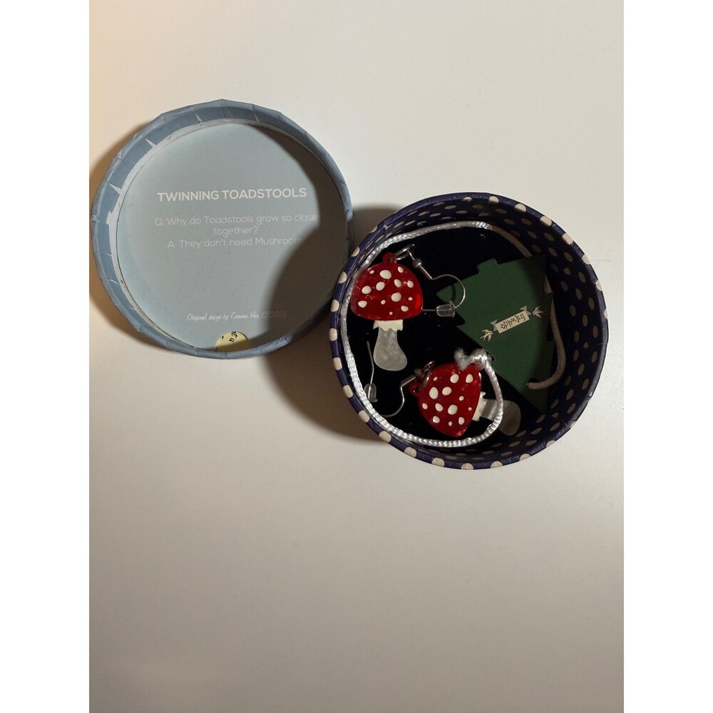 Twinning Toadstools Drop Earrings - Erstwilder Woodlands 2020 BNIB mushroom RARE